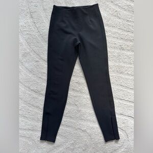 H&M Black High Waist Ribbed Pants with Zipper Detail at Ankles